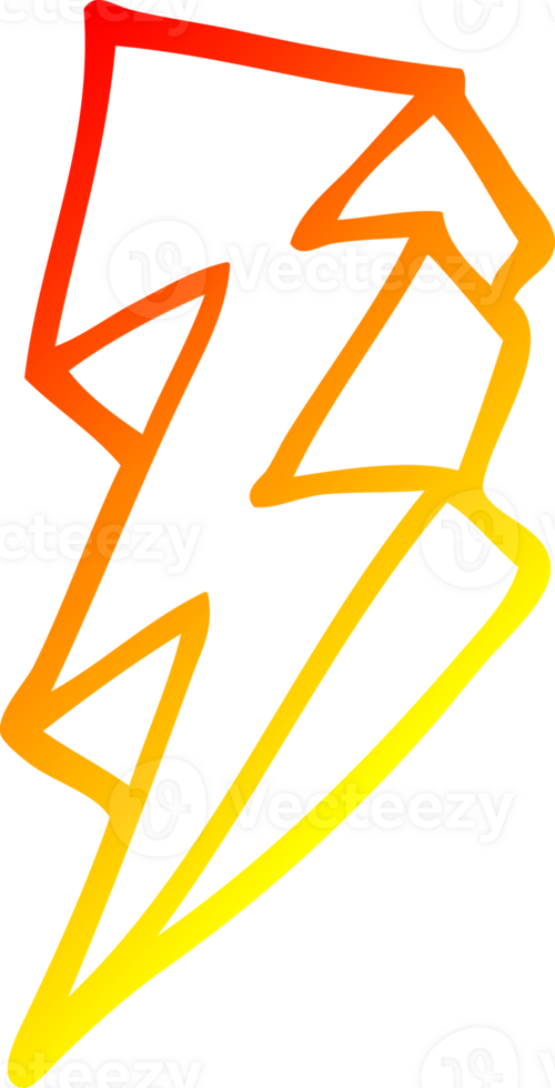 warm gradient line drawing of a cartoon lightning bolt png