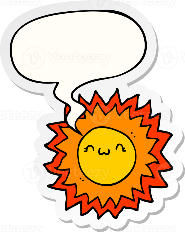 cartoon sun with speech bubble sticker png