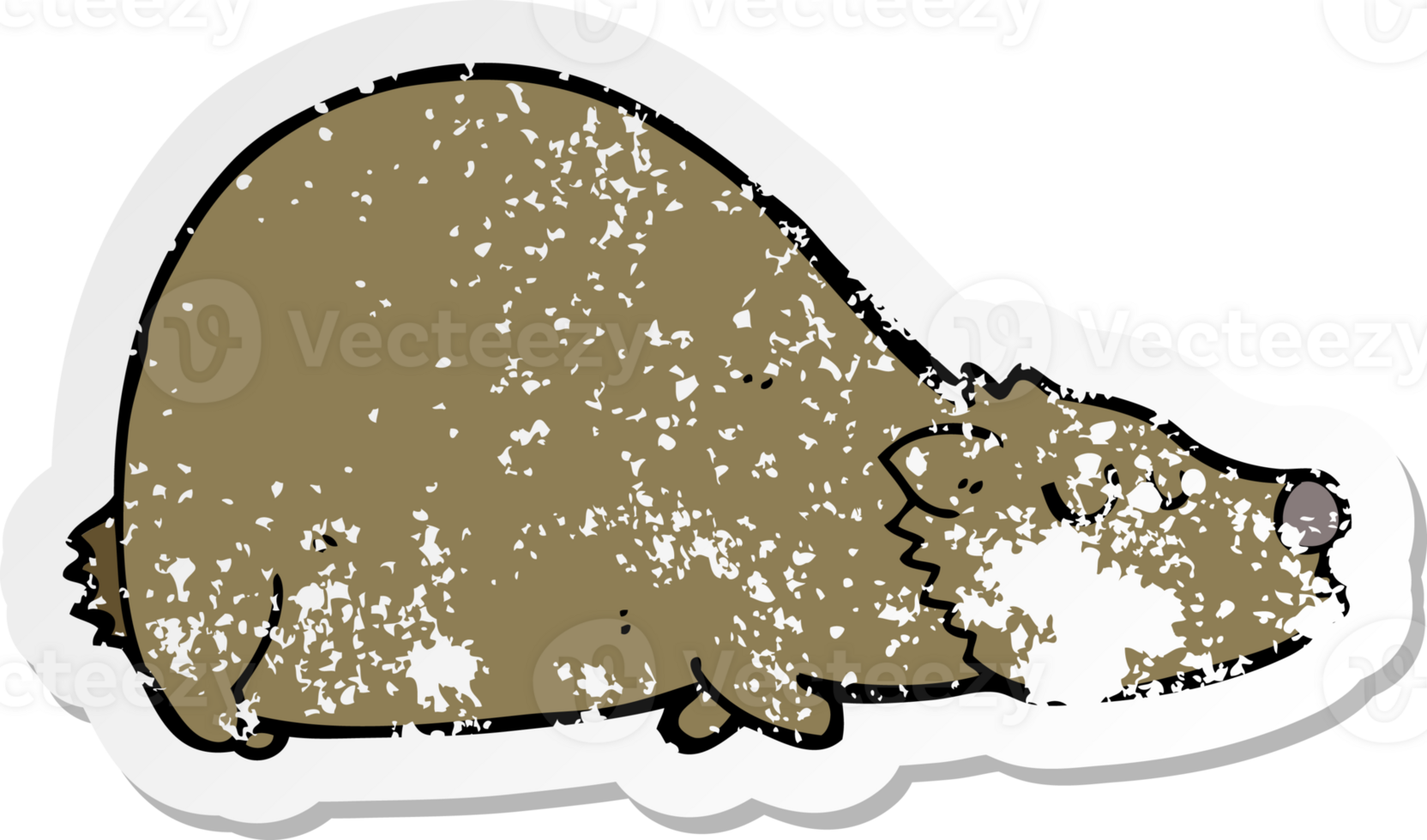 distressed sticker of a cartoon bear png