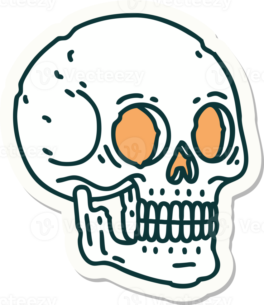 sticker of tattoo in traditional style of a skull png