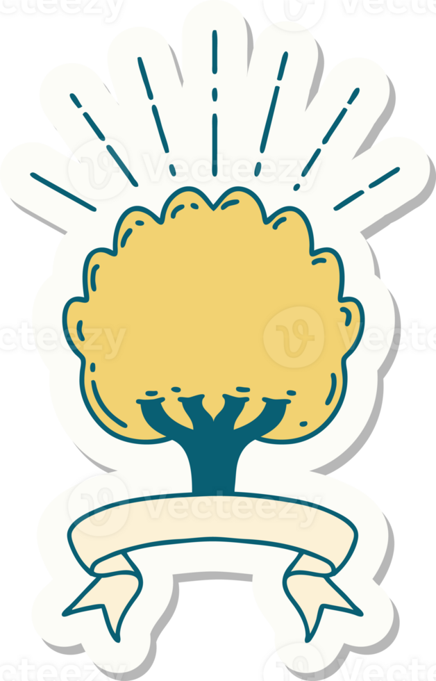 sticker of a tattoo style tree png