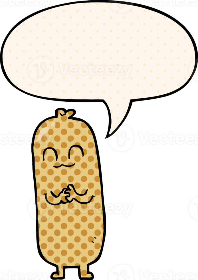 cartoon sausage with speech bubble in comic book style png