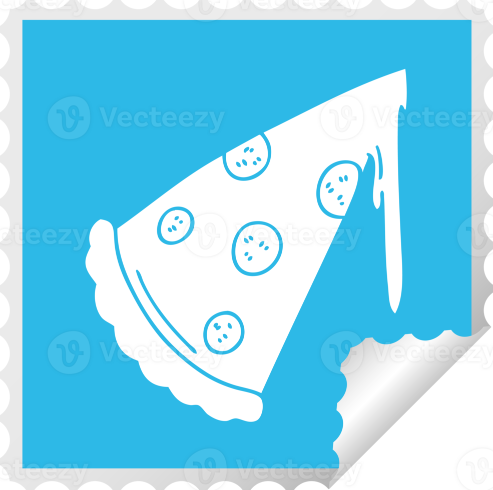 square peeling sticker quirky cartoon slice of pizza png