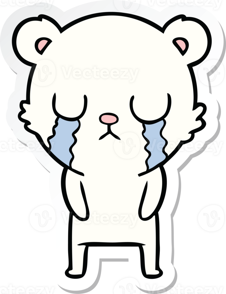 sticker of a crying polar bear cartoon png