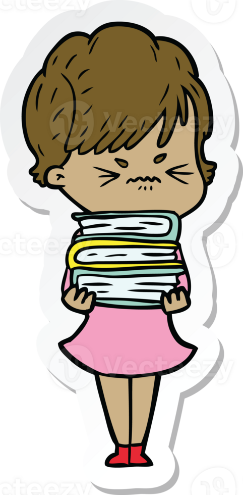 sticker of a cartoon frustrated woman png
