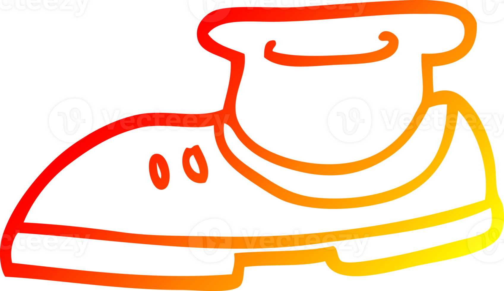 warm gradient line drawing of a cartoon shoe and sock png