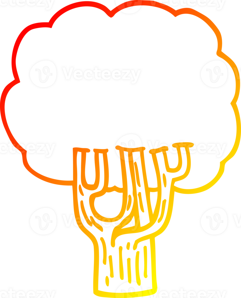 warm gradient line drawing of a cartoon blooming tree png