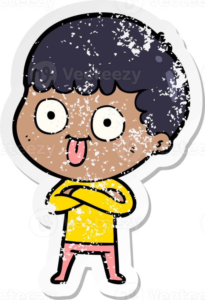 distressed sticker of a cartoon man staring png