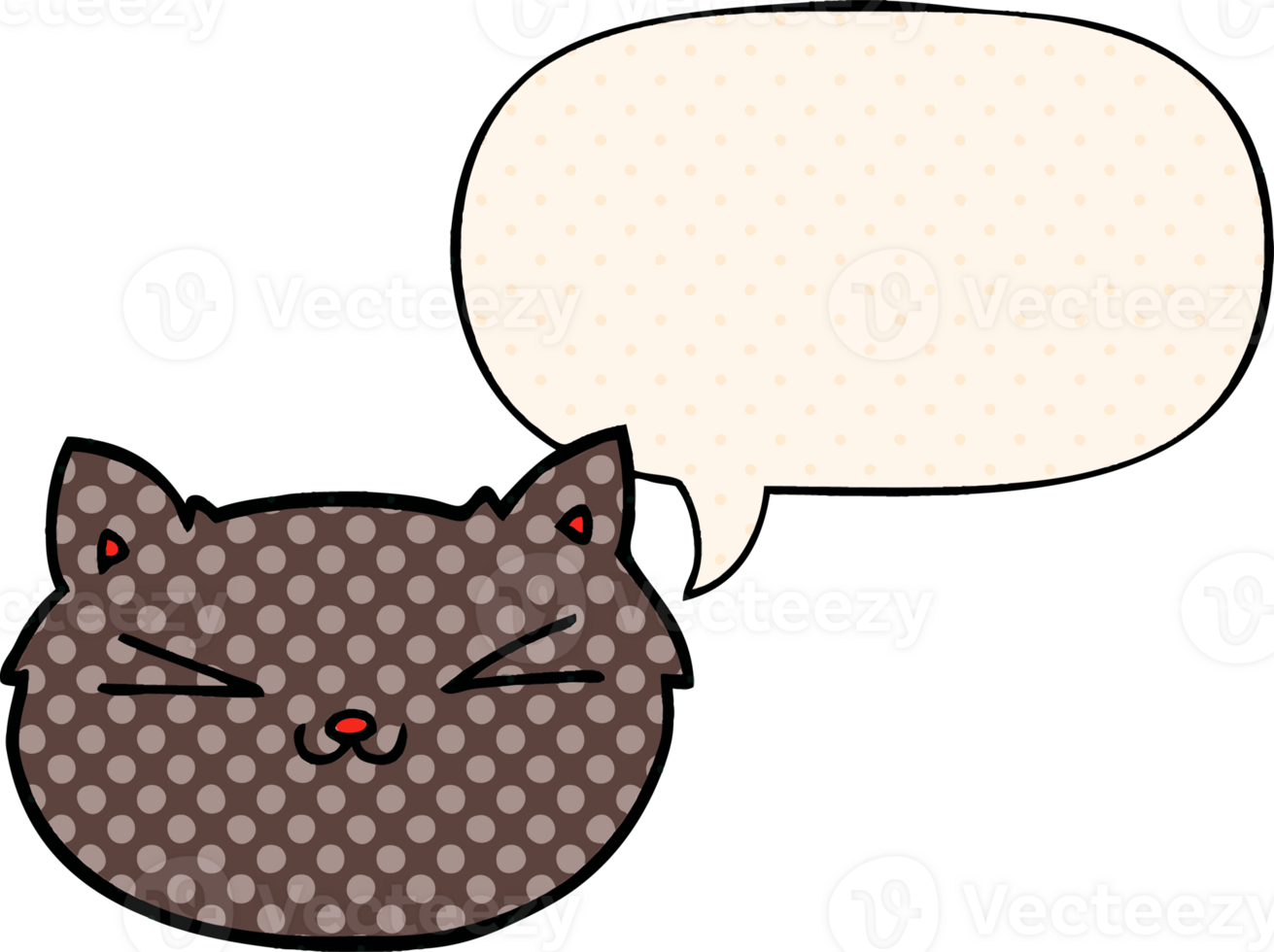 happy cartoon cat with speech bubble in comic book style png