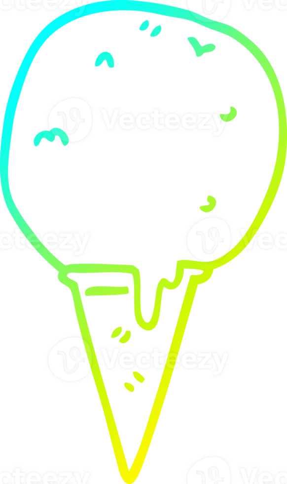 cold gradient line drawing of a cartoon ice cream cone png