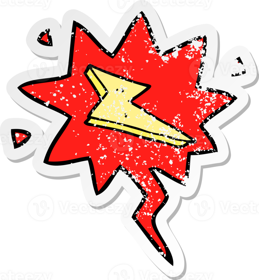 cartoon lightning with speech bubble distressed distressed old sticker png