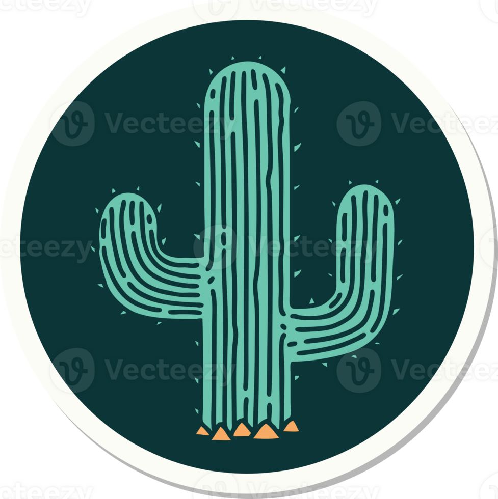 sticker of tattoo in traditional style of a cactus png