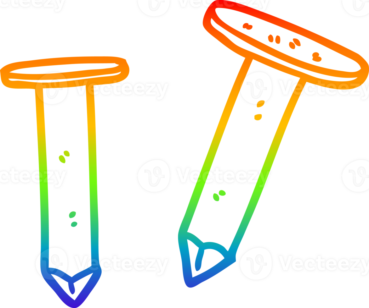 rainbow gradient line drawing of a cartoon old nails png