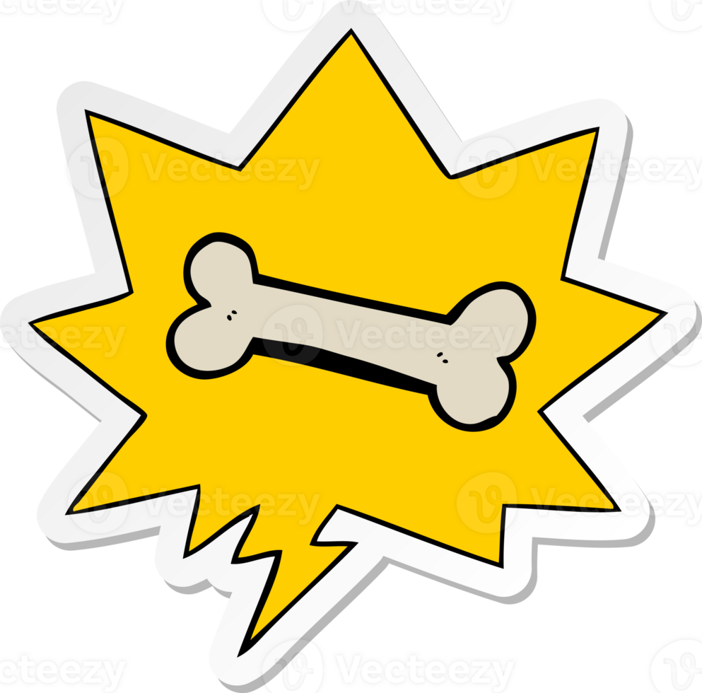 cartoon bone with speech bubble sticker png