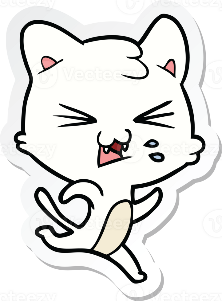 sticker of a cartoon hissing cat png