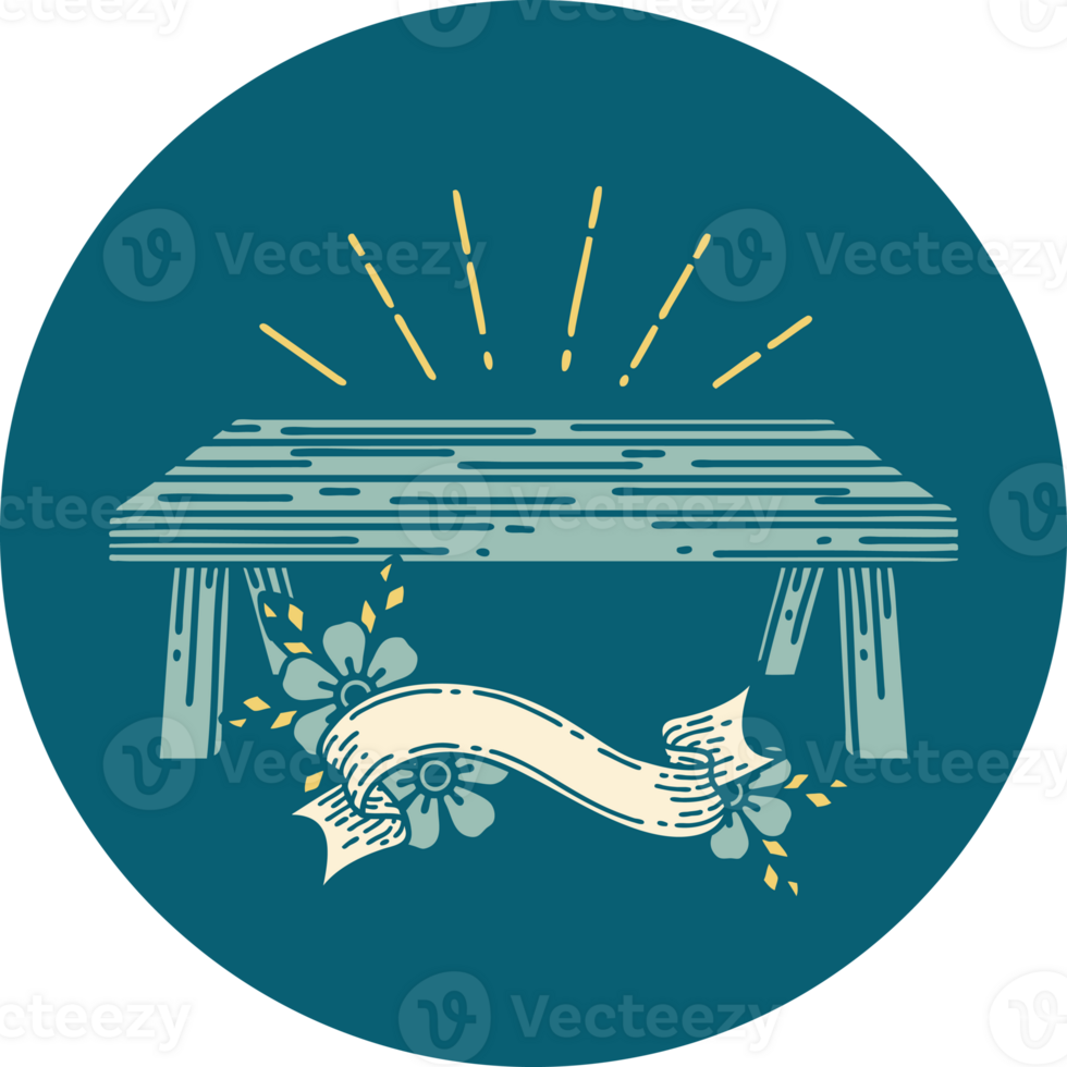 icon of a tattoo style wood table png
