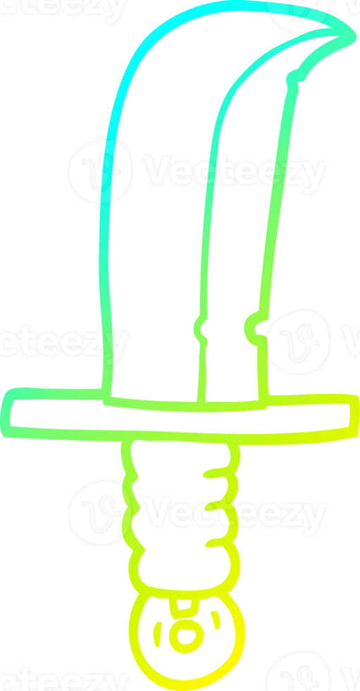cold gradient line drawing of a cartoon of an old bronze sword png