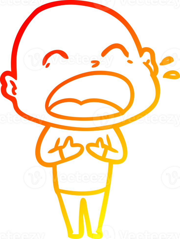 warm gradient line drawing of a cartoon shouting bald man png