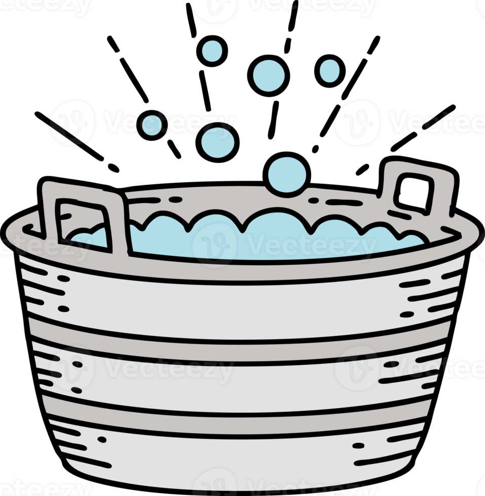 illustration of a traditional tattoo style tin bath png