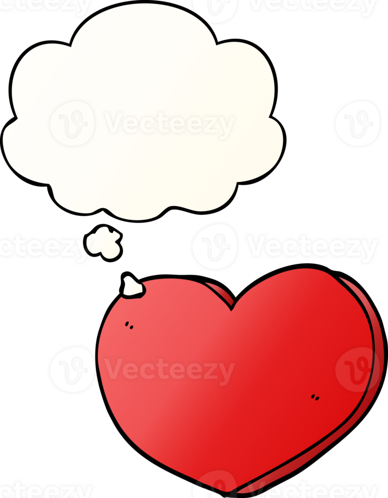 cartoon heart with thought bubble in smooth gradient style png