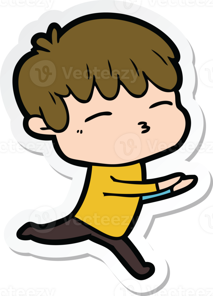 sticker of a cartoon curious boy png
