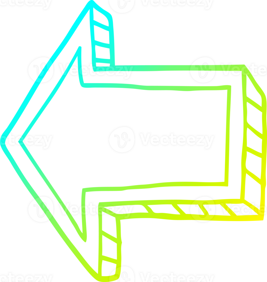 cold gradient line drawing of a cartoon directing arrow png