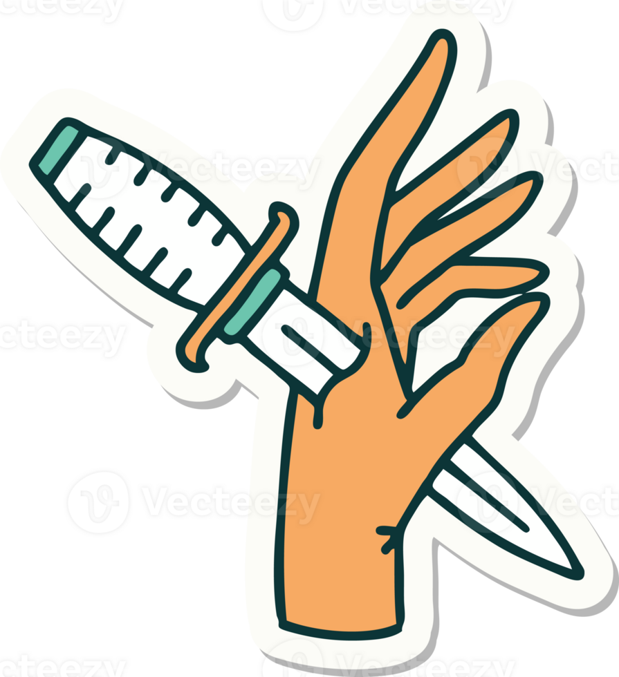 sticker of tattoo in traditional style of a dagger in the hand png