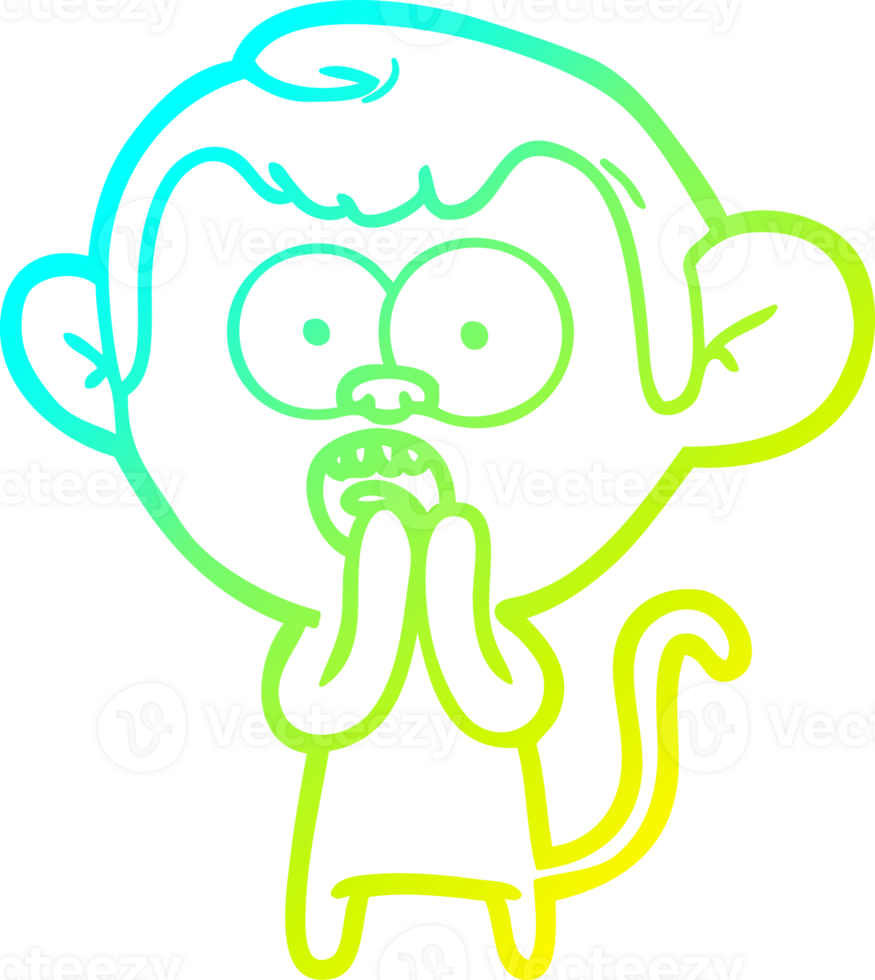 cold gradient line drawing of a cartoon shocked monkey png