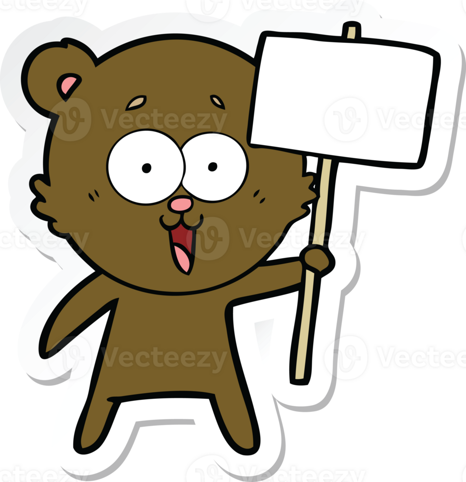 sticker of a laughing teddy  bear cartoon png