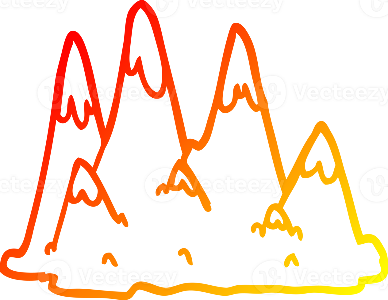 warm gradient line drawing of a cartoon mountains png
