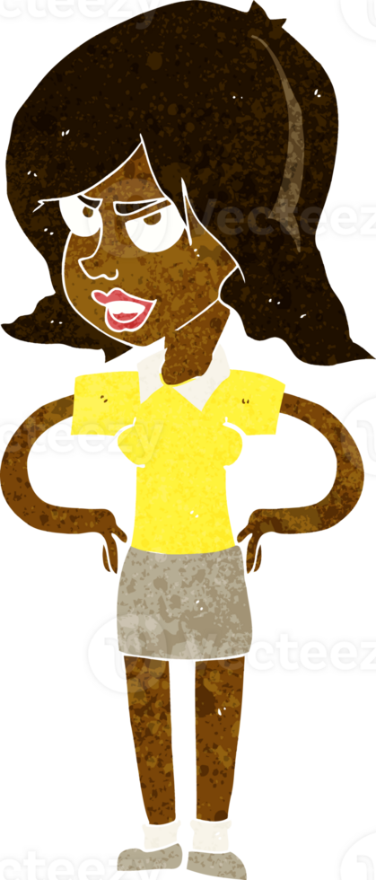 cartoon annoyed woman with hands on hips png