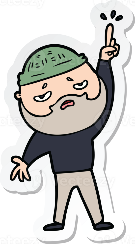 sticker of a cartoon worried man with beard png