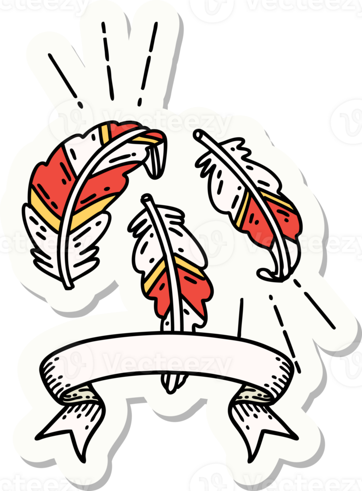 sticker of a tattoo style feathers floating png