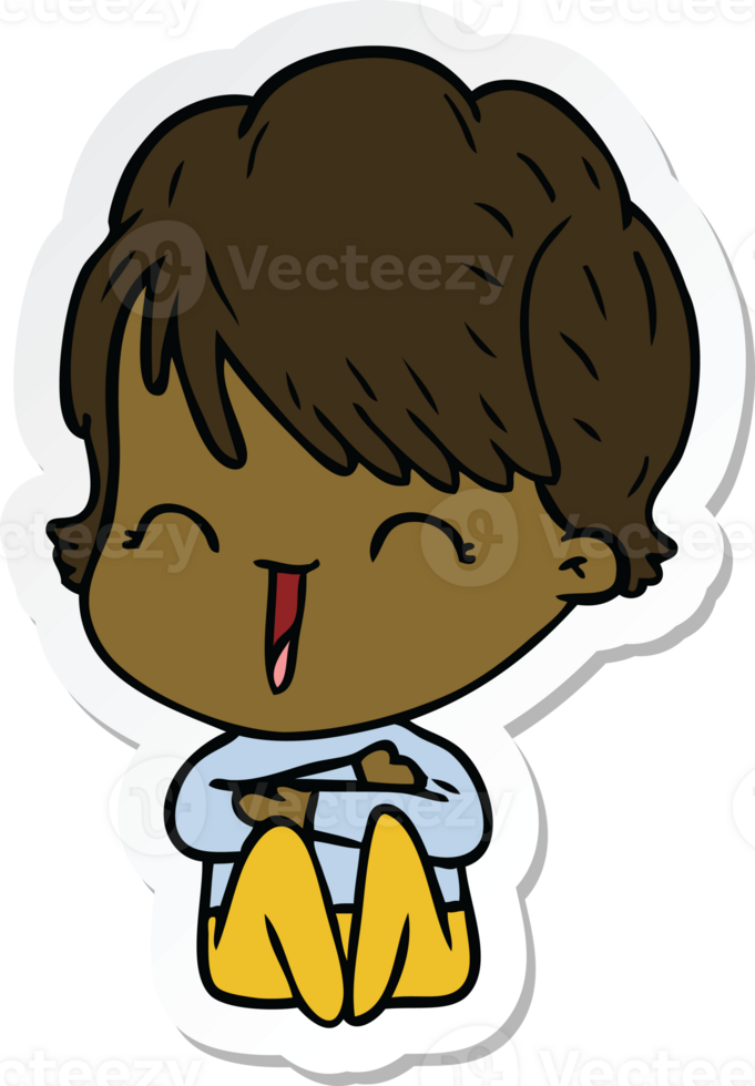 sticker of a cartoon laughing woman png