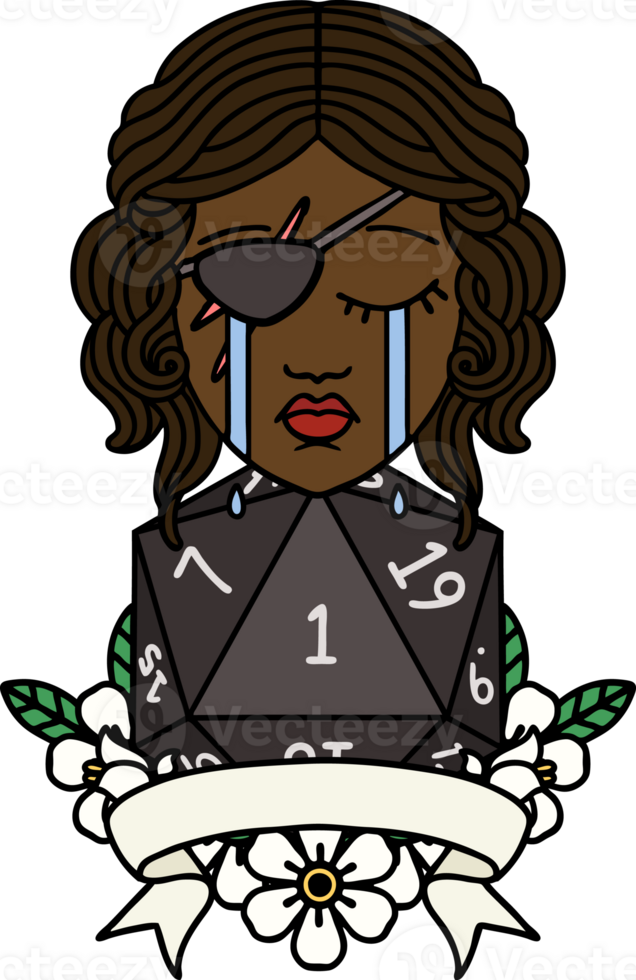 Retro Tattoo Style crying human rogue with natural one roll png