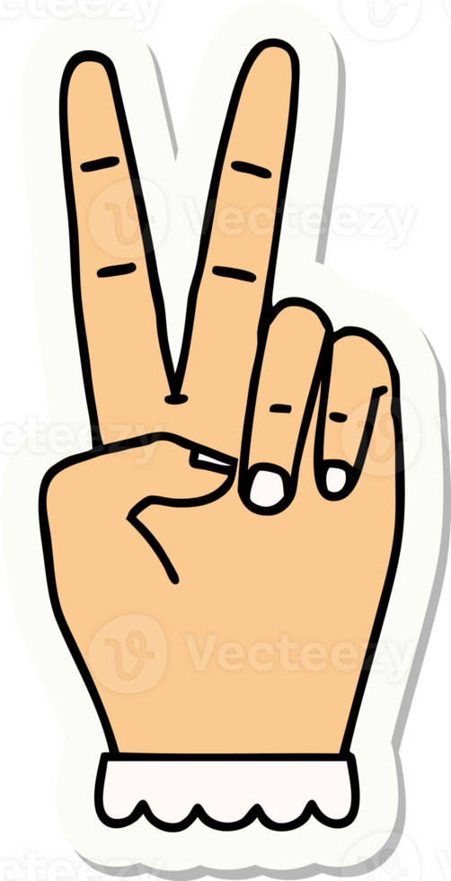 sticker of a peace symbol two finger hand gesture png