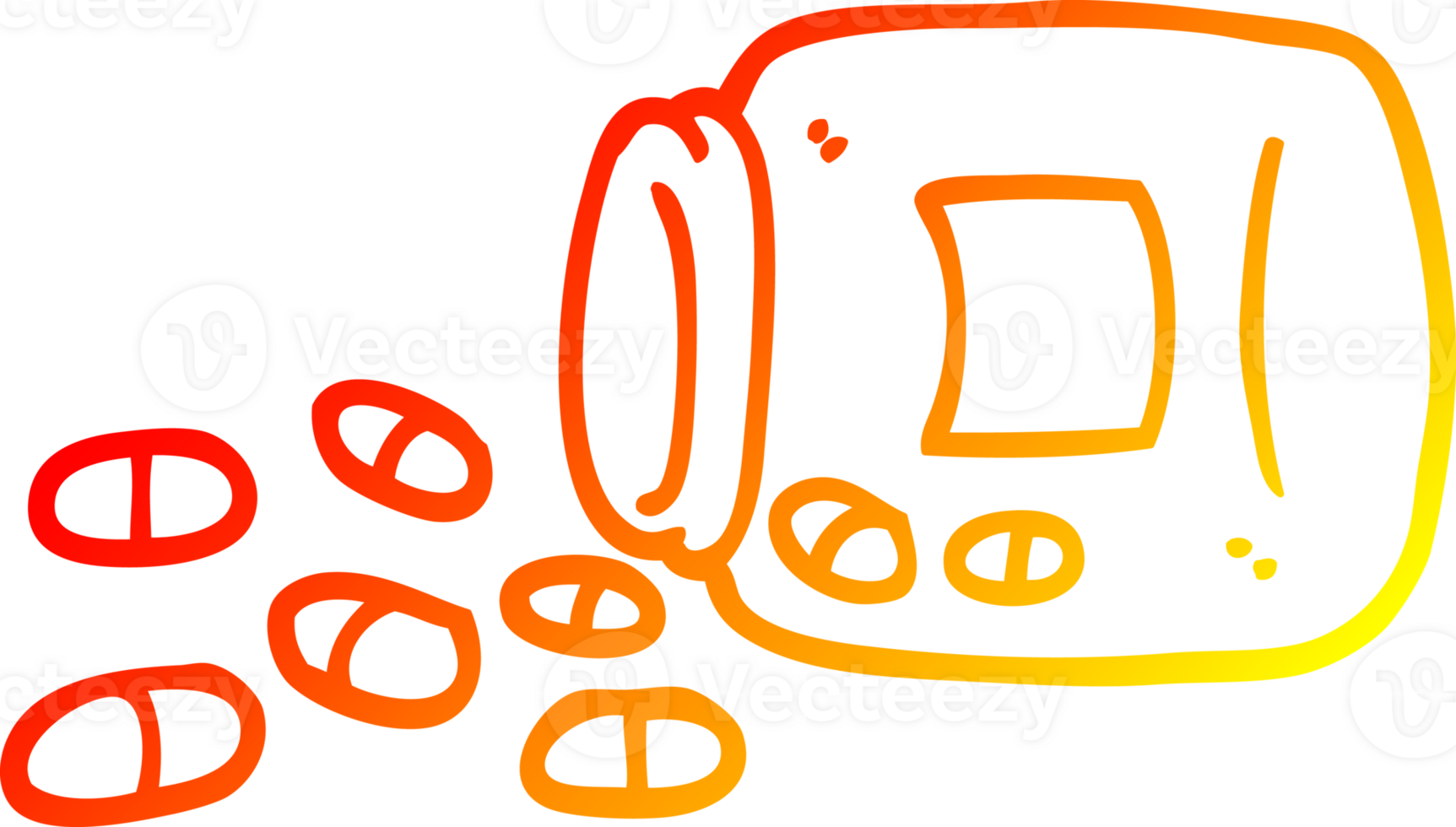 warm gradient line drawing of a cartoon jar of pills png