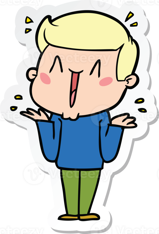sticker of a cartoon excited man png