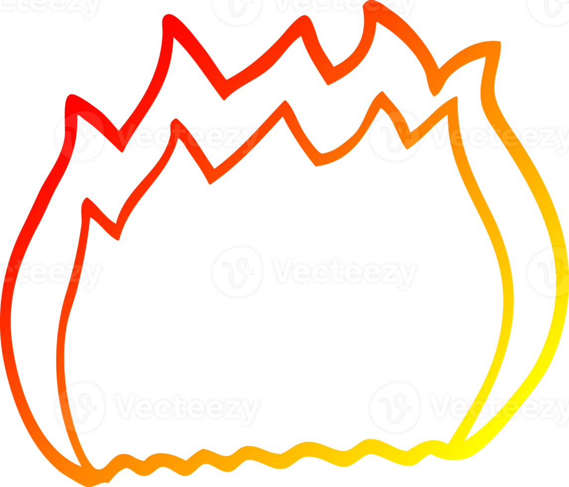 warm gradient line drawing of a cartoon fire png