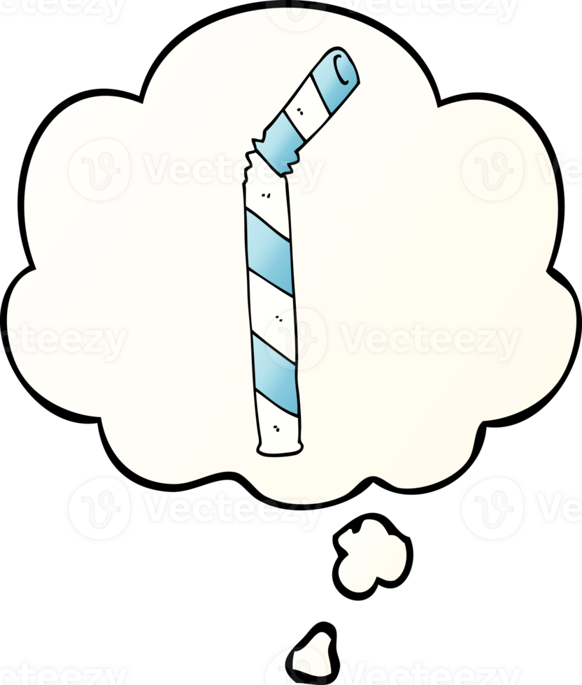 cartoon straw with thought bubble in smooth gradient style png