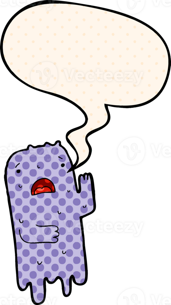 cartoon ghost with speech bubble in comic book style png