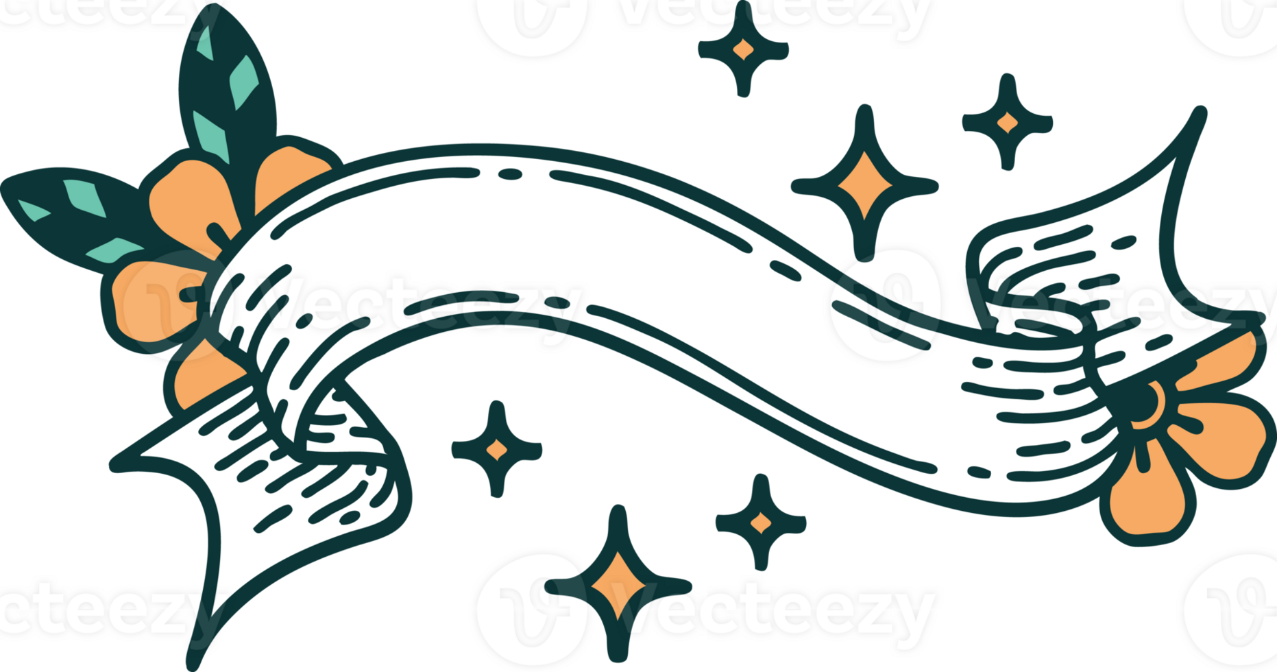 traditional tattoo with banner of a stars png