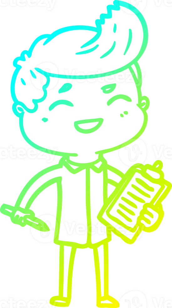 cold gradient line drawing of a cartoon laughing salesman png