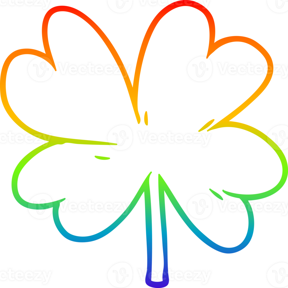 arco Iris gradiente linha desenhando do uma desenho animado quatro folha trevo png