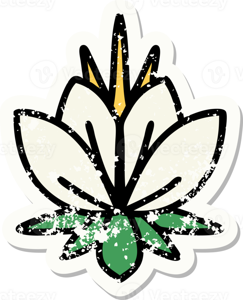 distressed sticker tattoo in traditional style of a water lily png
