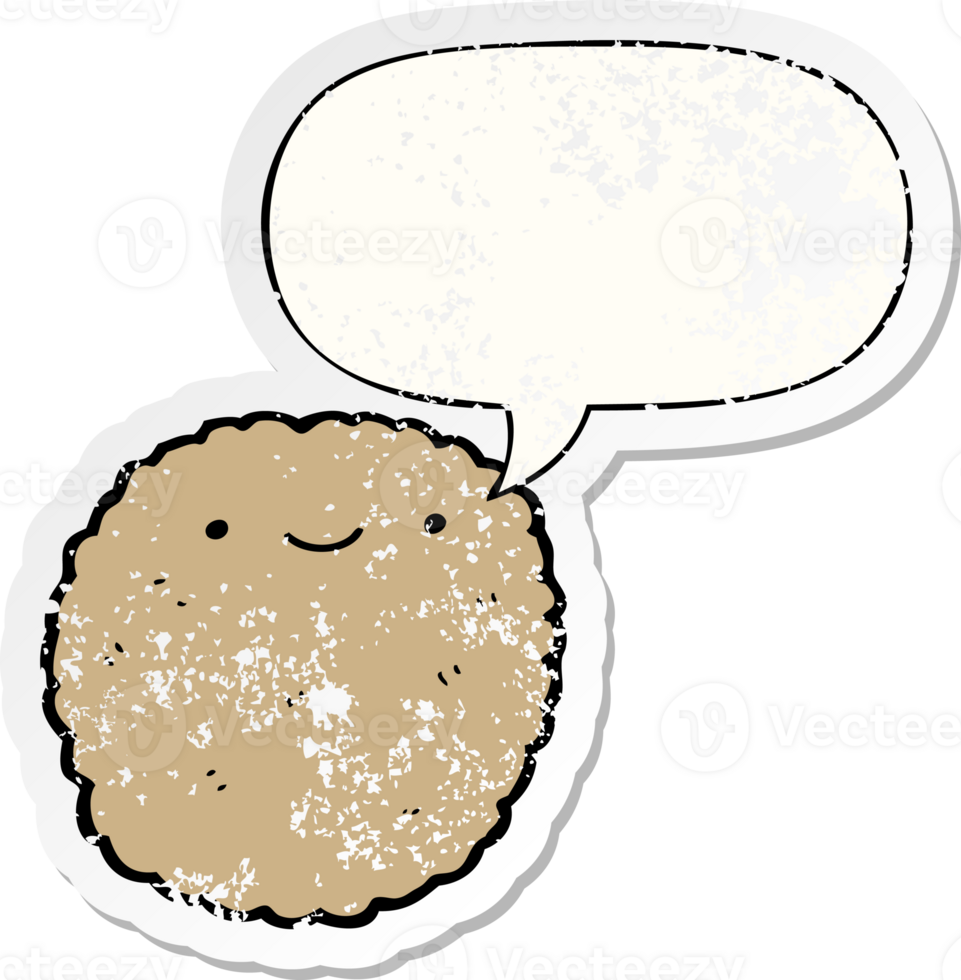 cartoon biscuit with speech bubble distressed distressed old sticker png