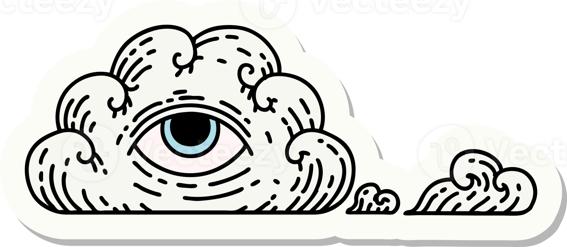 sticker of tattoo in traditional style of an all seeing eye cloud png