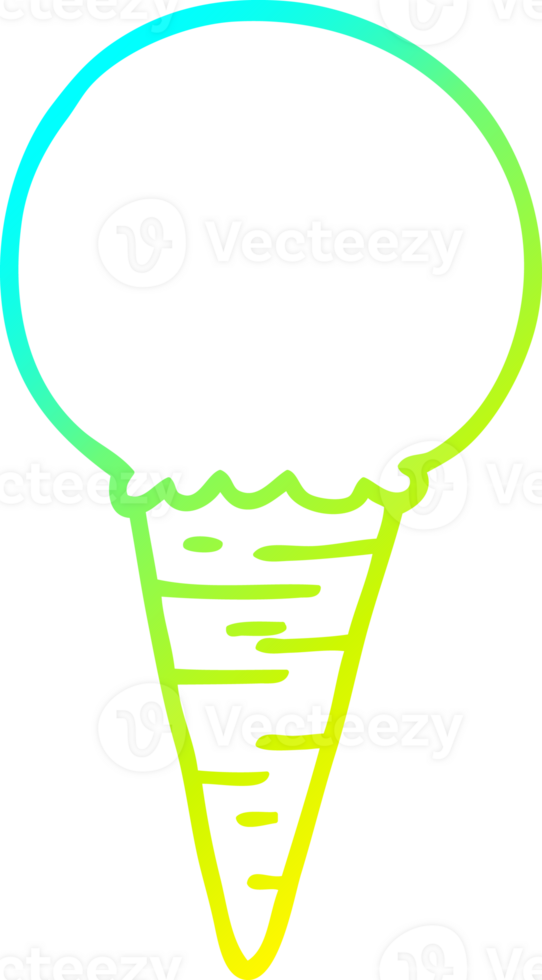 cold gradient line drawing of a cartoon ice cream cone png