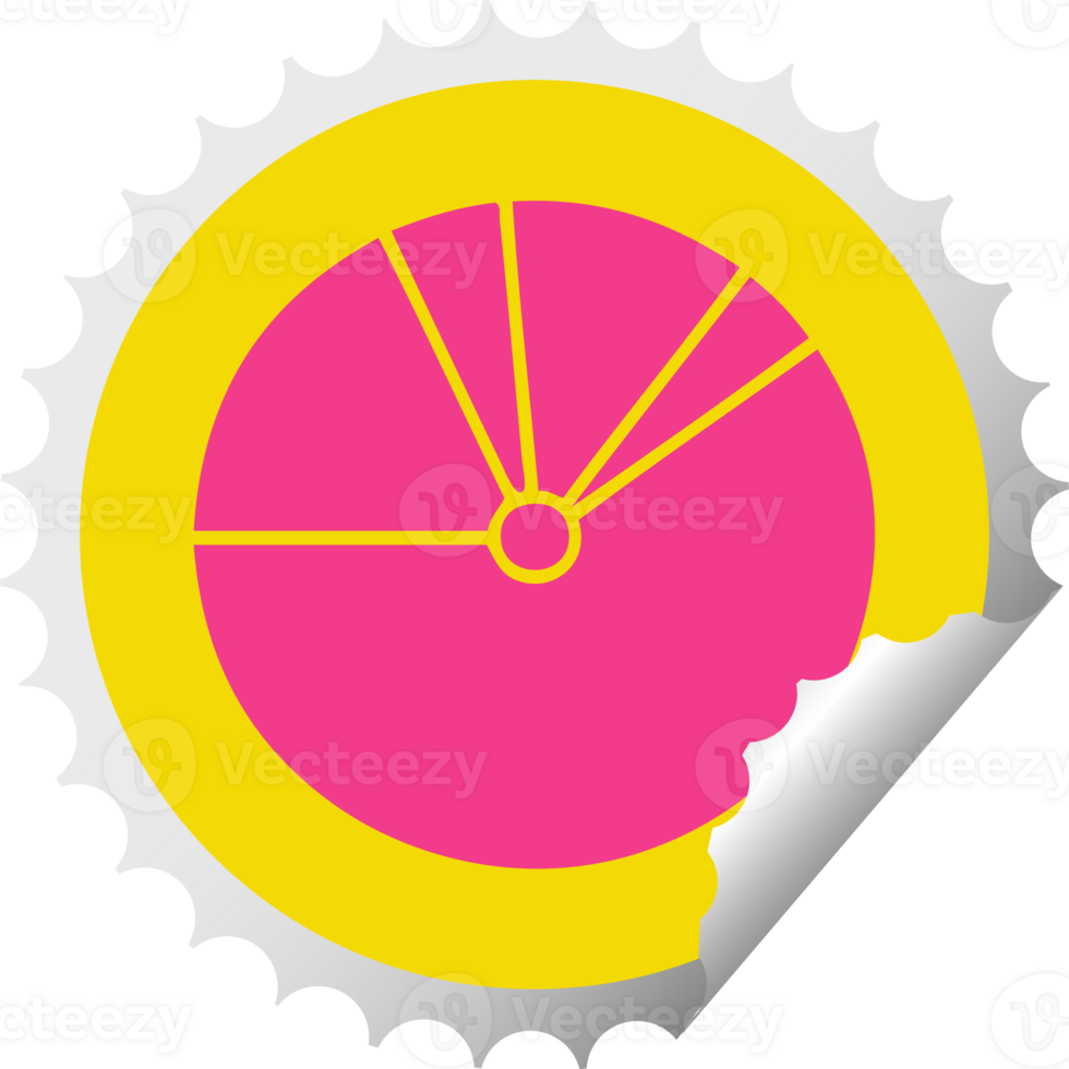 circular peeling sticker cartoon of a pie chart png