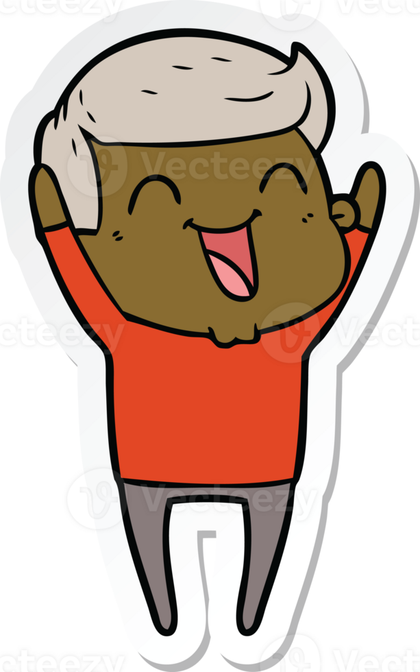 sticker of a cartoon man laughing png